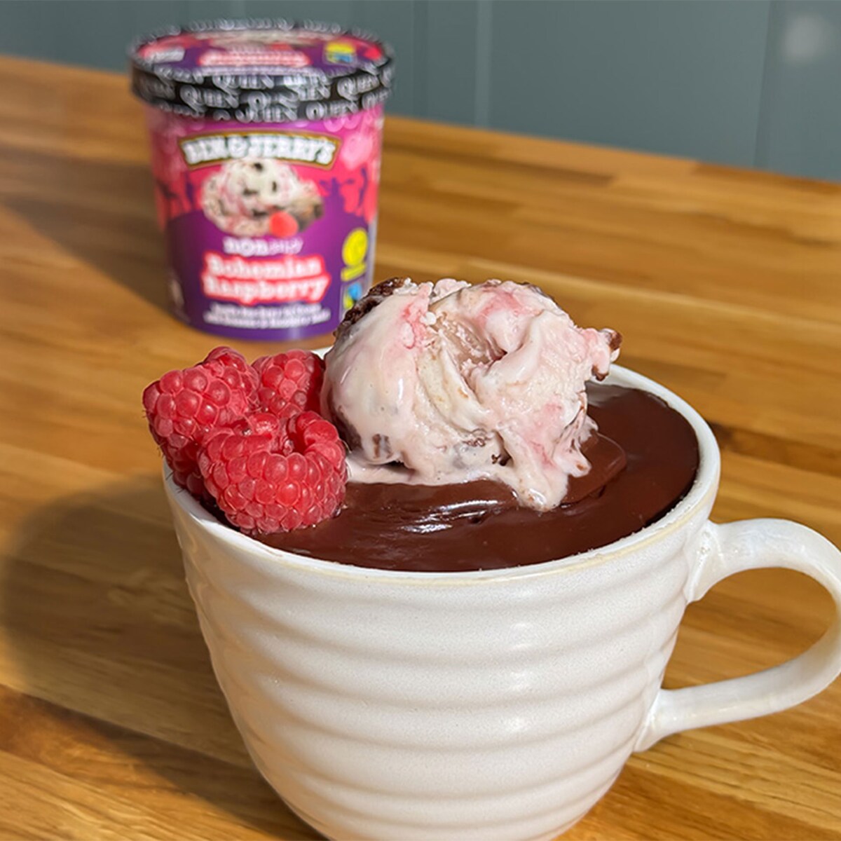 Ice Cream Mug Cake! Bohemian Raspberry in a mug!