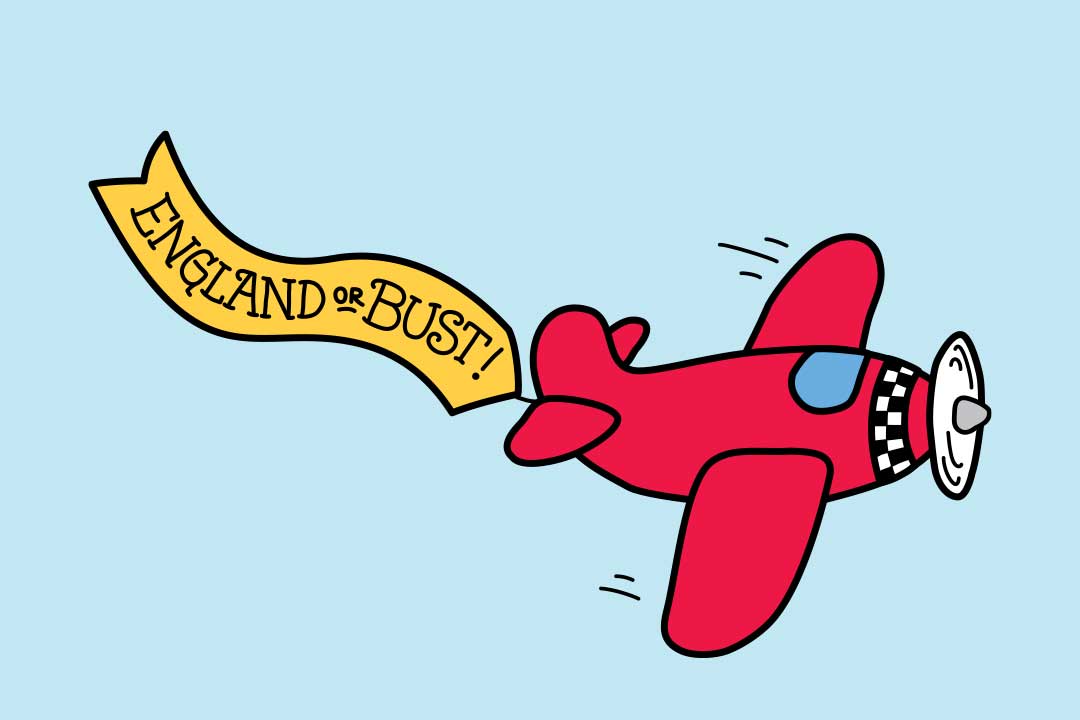 Et fly flyver med et banner med teksten